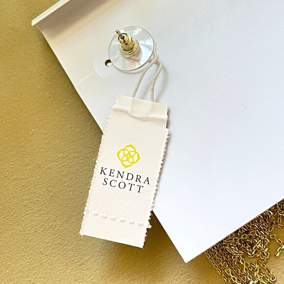 New Kendra Scott Earrings Gold Sienna Sun Statement Dangle NWT - Picture 5 of 7